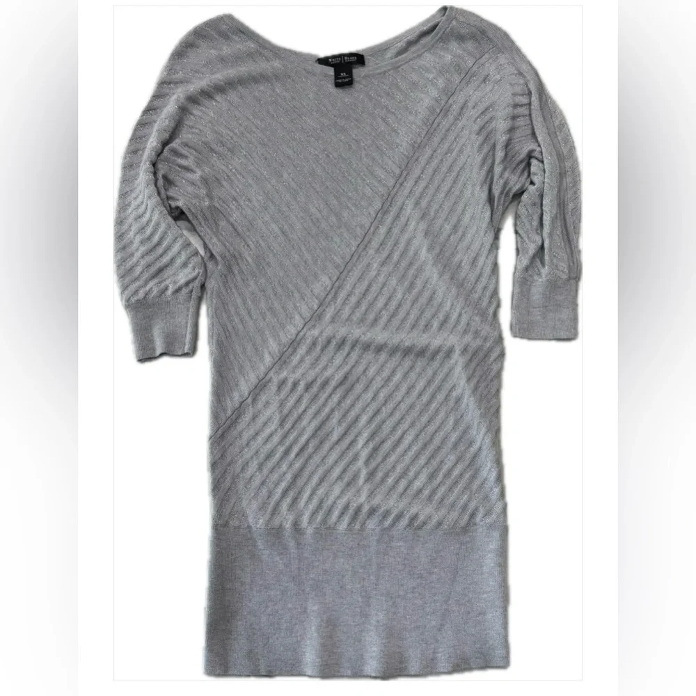 White House Black Market Metallic Gray Sweater